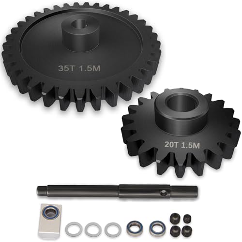 Main Gear 30T M1.5 Shaft with Bearing 45# Steel D-Shaped Hole Spur Gear with 25T Pinon Gear for TRAXXAS-1/5 X-MAXX 6S/8S Monster Truck and 1/6 4WD XRT 8S-78086-4, 1.5 Mod Large Transmission Gear Part - style: 25T + 30T