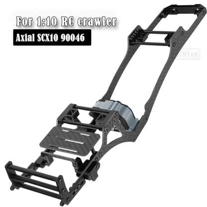 RC Carbon Fiber Frame Chassis w/Gearboxes Upgrades Part for 1/10 SCX10 SCX10 II 90046 90047 RC Crawler Car,Titanium - color: Titanium - Parts