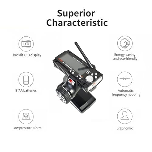 FS-GT3B 2.4GHz 3 Channel RC Transmitter with FS-GR3E Receiver, AFHDS Digital Proportional Radio Control System for RC Cars, Trucks, Boats