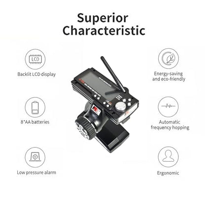FS-GT3B 2.4GHz 3 Channel RC Transmitter with FS-GR3E Receiver, AFHDS Digital Proportional Radio Control System for RC Cars, Trucks, Boats