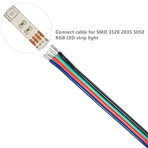 TUOFENG 22 AWG 4 Pin RGB Extension Cable, 40ft | LED Strip Wire - size: 22 AWG 4 Parallel PVC Wire 40ft