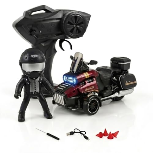 1:43 Scale 3-Wheel Drive RC Drift Car, Full Proportional Steering Servo, High-Speed Drifting, Multifunctional Remote Controller, Optional Knight Rider Figure, Premium Glossy Finish for Adults (RED) - color: Red