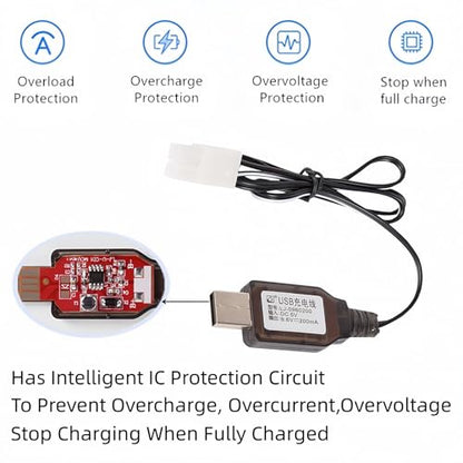 9.6V Tamiya Connector 9.6V USB Charger Cable for Nerf Rival Airsoft NiCd/NiMH Battery Charging Cable for RC Car 9.6V Charger