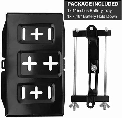 THEPRO Battery Hold Down Tray Kit, Corrosion-Resistant Steel Storage Battery Holder Adjustable Bracket Clamp for Car, Boat, Marine (7.48'' Bolt with 11'' Battery Tray) - size: 7.48'' Bolt with 11'' Battery Tray