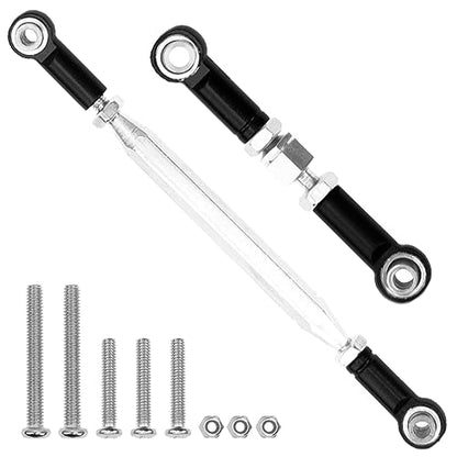 Metal Adjustable Turnbuckles Camber Links Pull Rod Steering Servo Linkages Tie Rod Compatible with MN Model D90 99S MN90 1/12 RC Crawler Car (Black) - color: Black