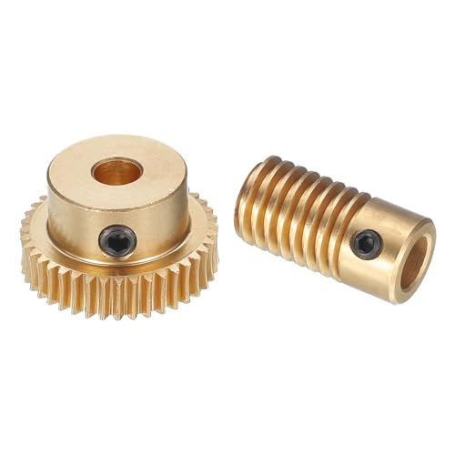 uxcell Worm Gear Set - 0.5 Module 40:1 Reduction Rate 6mm Hole Dia Gear Shaft and 5mm Hole Dia Gear Wheel 40T Drive Gear Box (Brass) - size: 6mmx5mm Bore, style: 0.5 Mod 40T