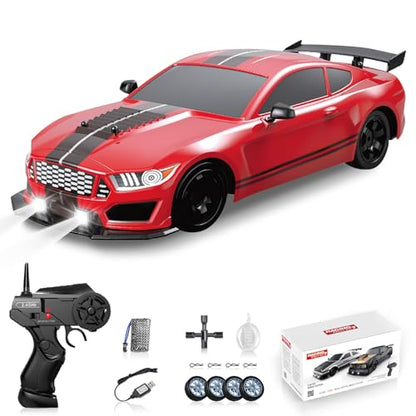 RC Drift Car, Drifting RC Car 2.4GHz 1:16 RC Cars 4WD High Speed Remote Control Cars with LED Lights Racing Sport Toy Vehicle for Adults Boys Kids - color: Red
