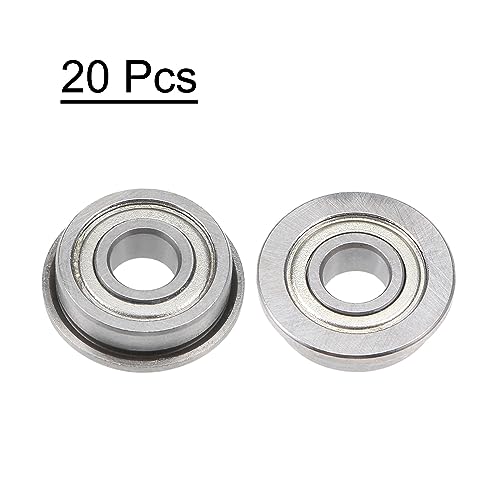 uxcell F695ZZ Flanged Ball Bearing 5x13x4mm Double Shielded Chrome Steel Flange Bearings, 20pcs - size: 5x13x4mm