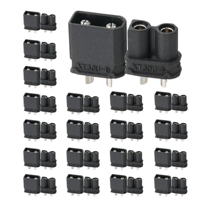 ELFCULB 20 Pairs Amass XT30U Upgrade Male & Female Connectors, Nickel Plated Drone, for RC UAV Robots (Black) - color: 20 Pairs XT30U(Black)