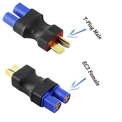 2pcs EC3 Male to T-Plug Female Connector Adapter and 2pcs EC3 Female to T-Plug Male Connector Adapter for RC Lipo Battery
