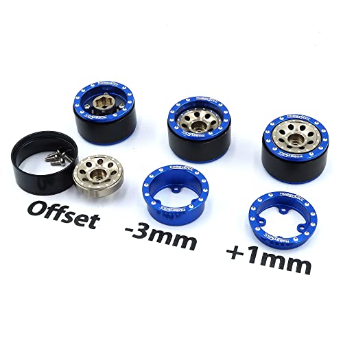 RC Soft Sticky 1.0 Mud tires 64mm & Metal 1.0 beadlock wheels +1mm / -3mm Offset Rims Blue Champagne For RC Micro Crawler 1/18 TRX4M FMS24 FCX24 1/24 SCX24 - color: Blue & Champagne