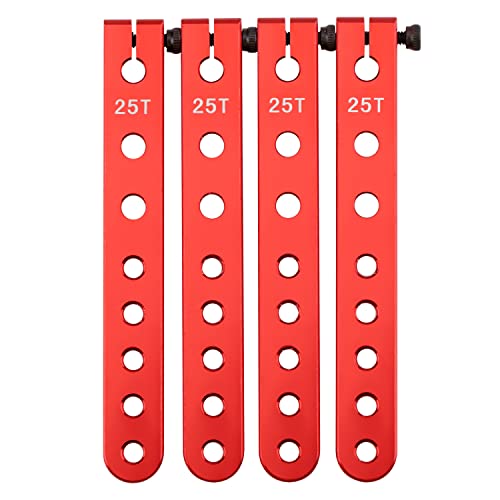 DJX 4PCS Aluminum 25T Servo Arm Horns for All 1:10 2WD/4WD ECX331007 RC Car (Red) - color: Red
