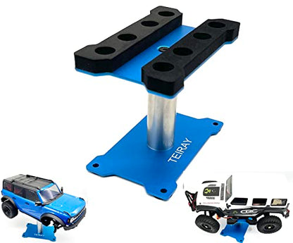 RC Car Work Stand Mat Repair Workstation Aluminum 360 Rotation Height Body Mounts for 1/16 1/18 1/24 SCX24 TRX4M Scale Cars Trucks RC car Display Stand (Blue) - color: Blue