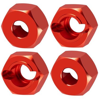 QUE-T Aluminium Wheel Hex Hub Adapter Upgrade for 1/18 HPI Venture HILUX RC Crawler Car (Red) - color: Red