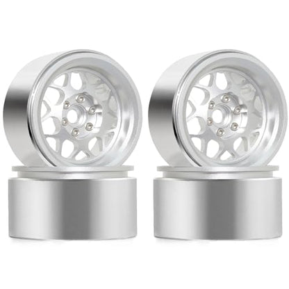 REDSPIDER 2.2 Beadlock Wheels（4PCS） Aluminum 2.2 Wheels for 1/10 RC Rock Crawler Car Axial Wraith RR10 SCX10 II III 90046 TRX4 TRX6 YETI D90 CC01 RC Crawler Car Upgrade Parts (Silvery)