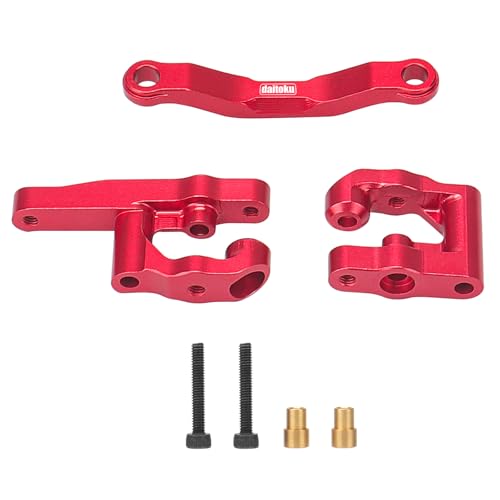 daitoku RC Steering Set Aluminum Upgrade Parts Steering Assembly for 1/18 Arrma Granite Typhon GROM 1/16 Mojave GROM 1/12 Losi Nascar RC Car (Red) - color: Red