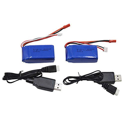 Blomiky 2 Pack 7.4Wh 7.4V 1000mAh 35C Li-ion-Po Battery with JST Plug Suitable for Wltoys A949 A959 A969 A979 A320 A321 RC Truck Cars and K929 RC Helicopter Airplane / A959