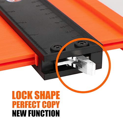 Saker Contour Gauge Duplication-Adjustable Lock-Precisely Copy Irregular Shape-Irregular Woodworking Tracing-Must Have Tool for DIY Handyman Men Husband Dad 10 Inch+5 Inch - style: 5+10inch Orange