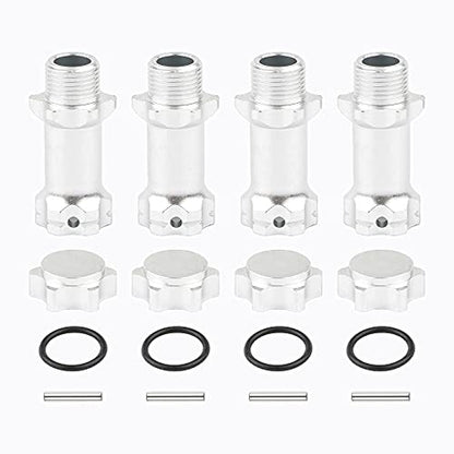 4pcs Aluminum 17mm Hex Adapter 30mm Extension Wheel Hub Drive Offset Width Extender with Anti-dust Cap Nuts for 1/8 RC On Road Car Off Road Truggy Truck Buggy Crawler, Silver - color: Silver