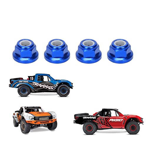 RCAWD Wheel Nuts for 1/7 UDR Unlimited Desert Racer 85086-4, New Maxx 1/10 Monster Truck 89086-4 89076-4 Upgrades, Hubs Hex Adapter M5 5mm Flanged Nylon Hop Ups Parts for #8447 Blue - color: Blue