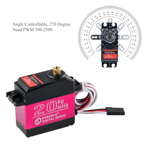 4 Pack DS3218 20KG Metal Gear Digital Servo with 25T Servo Arm Waterproof 270° DS Servo for 1/8 1/10 1/12 Scale RC Models, Car, Crawler, Boat, Robot
