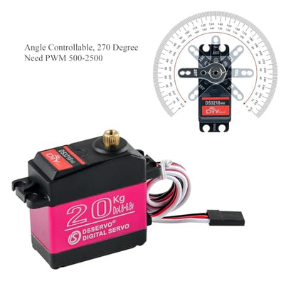 4 Pack DS3218 20KG Metal Gear Digital Servo with 25T Servo Arm Waterproof 270° DS Servo for 1/8 1/10 1/12 Scale RC Models, Car, Crawler, Boat, Robot
