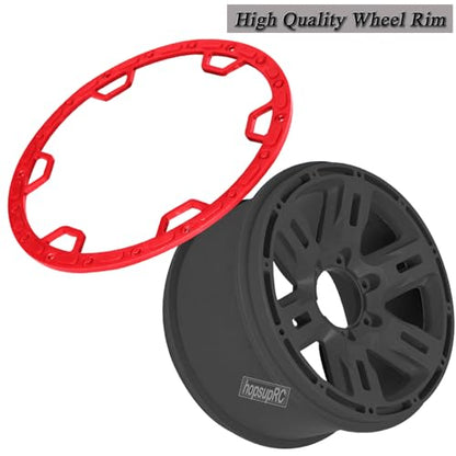 RC Truck Tires 1/8 1/7 1/10 17mm Hex RC Wheel Tires for1/7 FIRETEAM 6S,1/8 KRATON/NOTORIOUS/OUTCAST 6S BLX,1/8Sledge1/10 Revo/Summit/T-Maxx/E-Revo,Hard Plastic Rubber Tyres,Red&Black - color: Red With Black(4PCS）