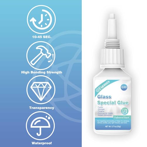 20g Glass Glue, Instant Strong Glue for Acrylic, Other Materials | Acrylic Super Glue for Bonding Glass| Clear Adhesive Glue Repair for Craft, Jewelry, Rhinestone, Crystal, Mirror, Glasses - size: 20g Glass Glue