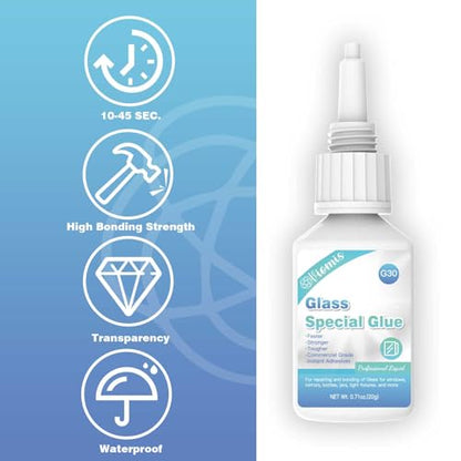 20g Glass Glue, Instant Strong Glue for Acrylic, Other Materials | Acrylic Super Glue for Bonding Glass| Clear Adhesive Glue Repair for Craft, Jewelry, Rhinestone, Crystal, Mirror, Glasses - size: 20g Glass Glue