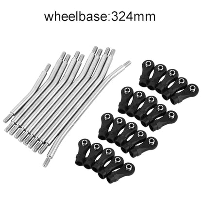 324mm Wheelbase Stainless Steel Rod Links Linkage Set with Steering Link for 1/10 Axial SCX10 & SCX10 II 90046 RC Crawler Car Upgrade,10PCS
