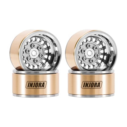 INJORA ModuWheel 1.0" Aluminum Beadlock Wheels Negative Offset -4.4mm for TRX4M SCX24 1/18 1/24 RC Crawlers(Gray) - color: Gray