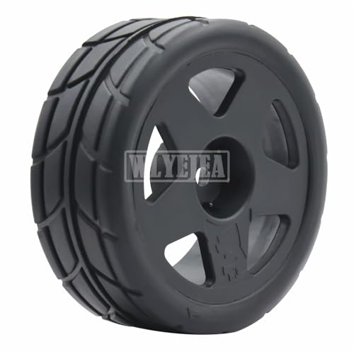 4PCS RC 1/10 On-Road Tires 65mm RC Rubber Tires w/Plastic Wheel Rim 12mm Hex Fit for 1/10 RC On-Road Rally Car HPI Tamiya TT01 TT02 Kyosho Wltoys 144001 - color: Black 5