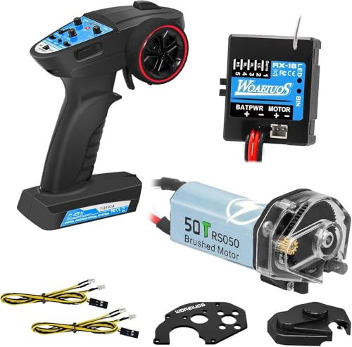 2 in 1 ESC & Receiver 3CH 2.4G RC Transmitter Remote Controller with 050 50T Brushed Motor Transmission Gearbox Combo (Combo 1 & 050 50T Motor Black)