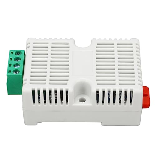 RS485 Temperature Humidity Transmitter, DIN Rail Sensor Module with Digital Chip Industrial Monitoring for PLC Cabinet Server Room ABS DC12V 1 Pack