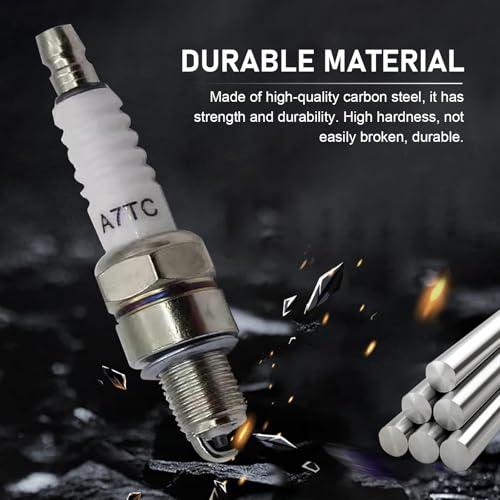 4 PCS A7TC Spark Plug with Nut, Fit for GY6 50cc 70cc 90cc 100cc 110cc 125cc 150cc ATVs Dirt Bikes Go Karts Mopeds Scooters Quad 4 Wheelers Pit Bikes Racing Bikes (White)