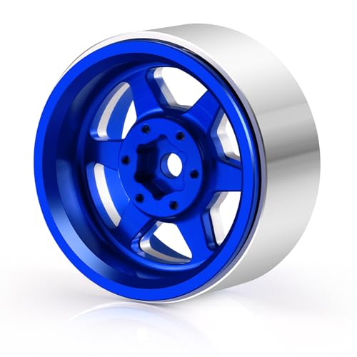 1.3inch Aluminium Beadlock Wheel Hub Rims for Axial SCX24 TRX4M 1/18 1/24 RC Crawler Car Upgrade Parts (Blue) - color: Blue