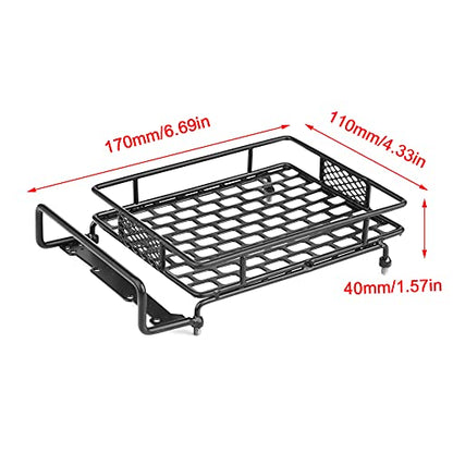 Steel Luggage Tray Roof Rack for 1/10 RC Crawler Car, Durable Metal Roof Rack, Lightweight RC Accessory with Easy Installation, Universal Fit for CC01 CR01 D90 SCX10 Models (Large Size) - style: Large Size