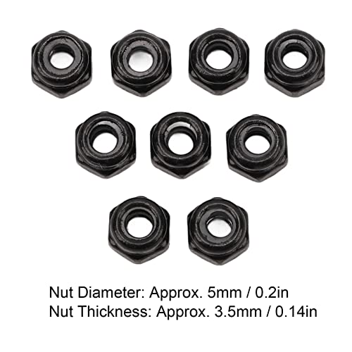 40Pcs RC Wheel Lock Nut Iron M2.5 Hex Accessory Set Kit for 1/18 Climbing Car - and (Black)
