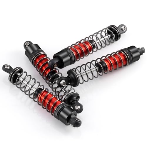 SCX10 TRX4 90MM Shocks Long Threaded Shock Absorber Oil Damper Set | Adjustable Suspension Shock Absorber Damper Kit with Spring for TRX4 TRX6 Axial SCX10 D90 90046 1/10 RC Car (Red-90MM) - color: Red-90MM