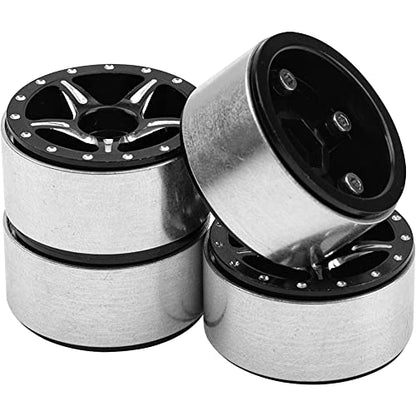 ShareGoo 4Pcs 1.0 Beadlock Wheel Rims 7mm Hex Wheel Hubs Compatible with Axial SCX24 Gladiator Deadbolt Bronco C10 JLU 1/24 RC Crawler Upgrade Parts