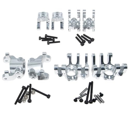 Upgrade Compatible with Axial 1/10 RBX10 Ryft 4WD Rc Crawler Car Steering Cup & Rock Bouncer Axle Mount & Steering Knuckles Aluminum Alloy Metal Accessory Parts(Silver)