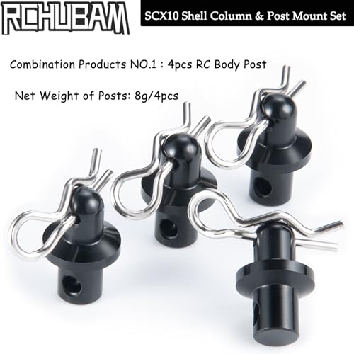 RCHUBAM 4PCS Body Post Mounts with Clips for 1/10 Axial SCX10 PRO AXI03028 | Aluminum Alloy Body Post Mount & Body Posts,RC Crawler Upgrade Parts
