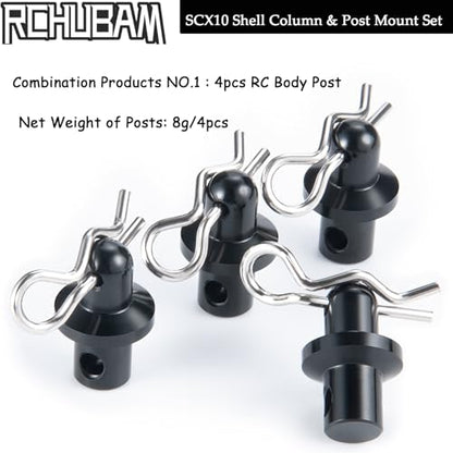 RCHUBAM 4PCS Body Post Mounts with Clips for 1/10 Axial SCX10 PRO AXI03028 | Aluminum Alloy Body Post Mount & Body Posts,RC Crawler Upgrade Parts