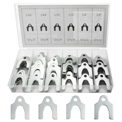 144pcs Auto Alignment Body Shim Assortment Kit 1/16" 1/64" 1/32" 1/8" Universal Car Metal Alignment Shim Spacers for Adjusting Body Parts Camber Caster