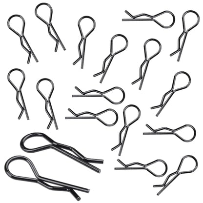 Hobbypark RC Body Clips Bent Springy R Pins Black Replacement Parts for 1/12 1/10 RC Car Crawler Truck Off Road Buggy Shell (50-Pack)