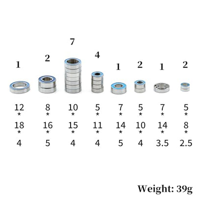 20-Piece 2RS Stainless Steel Bearing Kit for Traxxas Mini Maxx | Stainless steel, dual rubber seals, and 20 bearings in 8 sizes for Traxxas Mini Maxx wheel and drivetrain service.