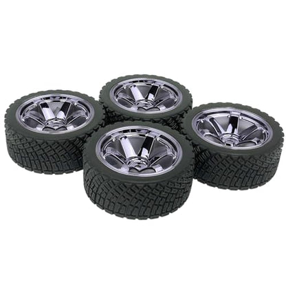 4PCS 65mm RC Rally Car Rubber Tires and 6-Spokes Wheel Rims 12mm Hex Compatible with 1/10 RC On-Road Rally Racing Car for HSP Tamiya Sakura HPI WR8 HSP TT02 WLtoys RC Parts (Gray) - color: Gray