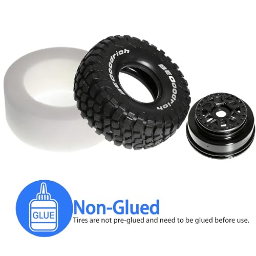 STMU 17mm Hex 1/8 1/7 RC Short Course Truck Tires & Wheels OD 140mm - All Terrain Off Road Tyres for TRAXXAS UDR ARRMA Mojave HSP DF7 FS Atom YK4072 RC Buggy Truck (Black) - color: Black