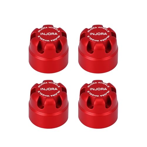 INJORA M2.5 Wheel Lock Nuts with Aluminum Cap for 1/18 RC Crawlers Upgrade(Red) - color: Red