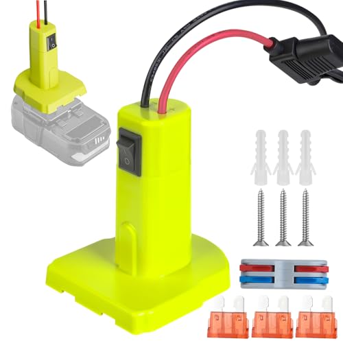 Power Wheel Adapter for Ryobi 18V Battery Adapter Power Wheel Battery Conversion Kit with Switch, Fuses & Wire Terminals, 12AWG Wire, Power Connector for DIY RC Car Toys and Robotics (No Battery) - color: Yellow